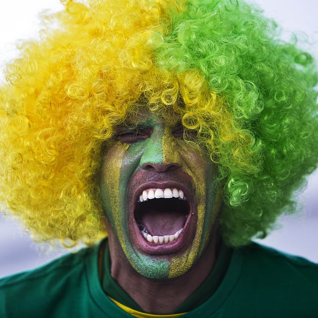A Brazilian fan poses outside the Corinthians Arena in Sao Paulo prior to the start of the Group A opening football match between Brazil and Croatia during the 2014 FIFA World Cup on June 12, 2014. Photo: AFP