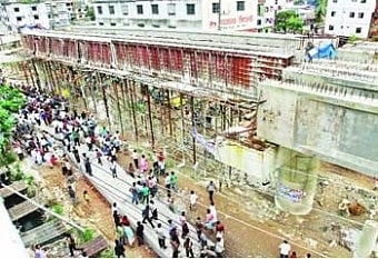 On Novemeber 24, 2012, a total of 16 people were killed as concrete girders of the under construction Bahaddarhat flyover collapsed on them. File photo