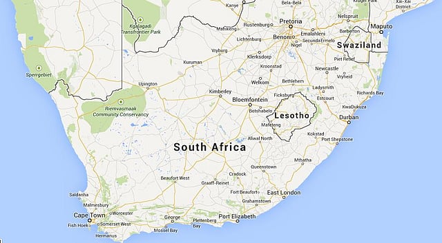 Lesotho and its neighbours. Photo courtesy: Google map