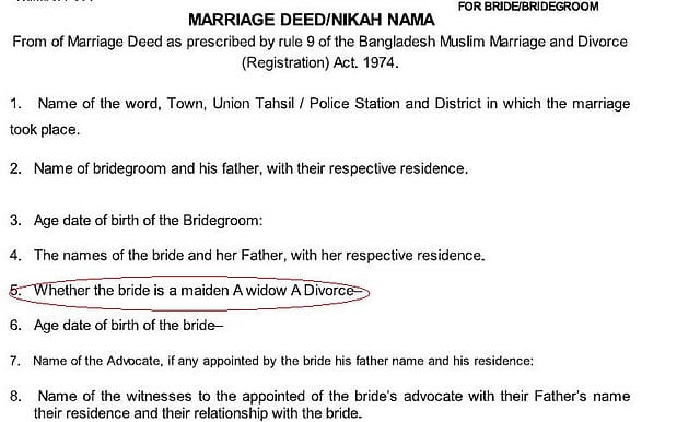High Court questions Clause 5 of the kabin nama form.