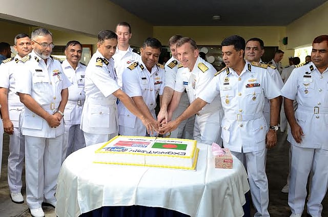Navy officers of Bangladesh and the United States inaugurate the Cooperation Afloat Readiness and Training programme at naval base Issa Khan in Chittagong on Thursday. Photo courtesy: US Navy