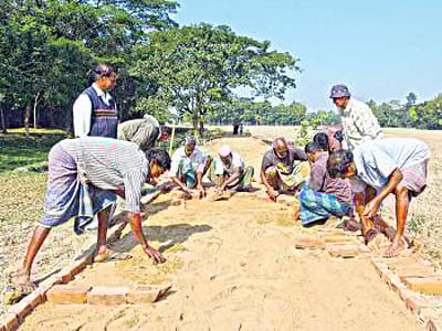 Villagers of Sengram took an initiative to build the road with their own money and labour. Photo: Prothom Alo
