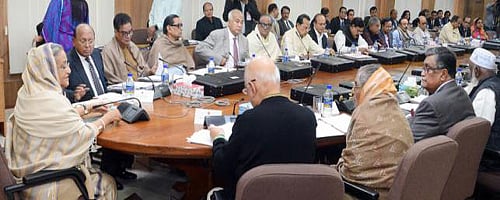 Prime Minister Sheikh Hasina presided over the cabinet meeting at the secretariate on Monday. Photo: Focus Bangla