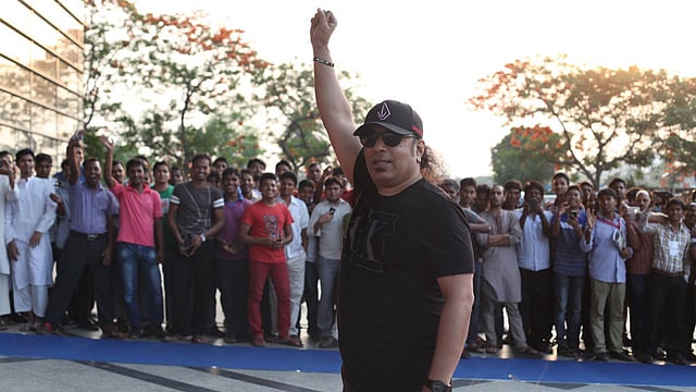 Singer Ayub Bacchu enjoys moment at Meril-Prothom Alo award reception on 08 May 2015. Photo: Monirul Alam