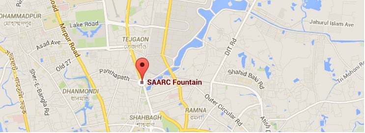 Map of SAARC Fountain and its adjacent area