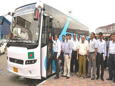 The trial bus service on Kolkata-Dhaka-Agartala route started from Salt Lake International Bus Terminal in Kolkata on Monday morning. Photo: Bhaskar Mukherjee