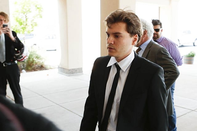 Actor Emile Hirsch appears in court on assault charges in Park City, Utah, on August 17, 2015. Photo: AFP