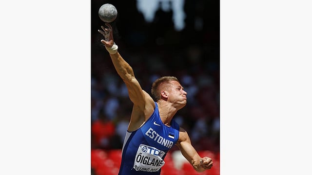 Janek Oiglane of Estonia competes in the men