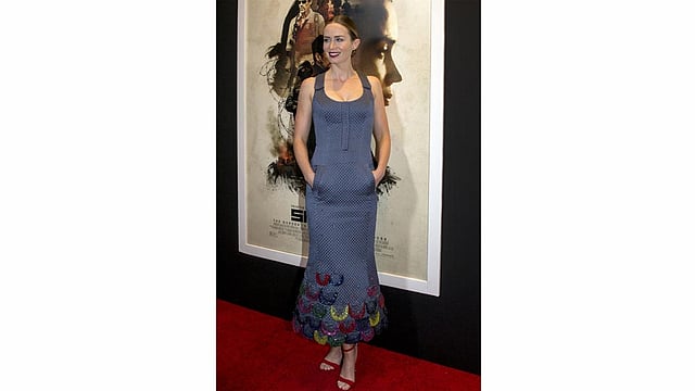 Actress Emily Blunt poses on the red carpet at a screening of her new film `Sicario` in New York, September 14, 2015. Photo: Reuters