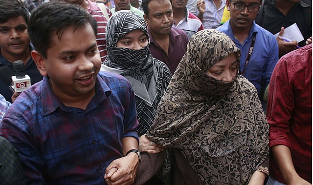 The family members of convicted war criminal Ali Ahsan Mohammad Mojaheed after visiting him at the central jail. Photo: Sajid Hossain