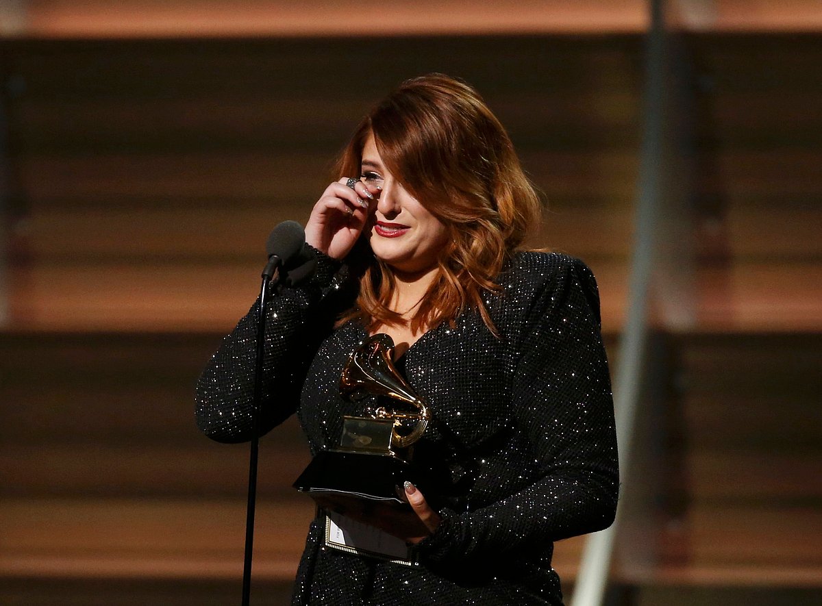 Singer Meghan Trainor accepts the Best New Artist award at the 58th Grammy Awards in Los Angeles, California February 15, 2016. REUTERS