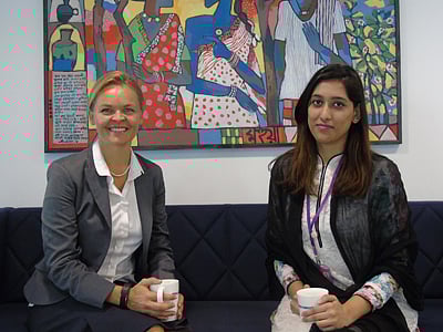 Talbia Tanvir meets Danish Ambassador Hanne Fugl Eskjær at the Danish Embassy on Wednesday. Photo: Danish Embassy in Dhaka