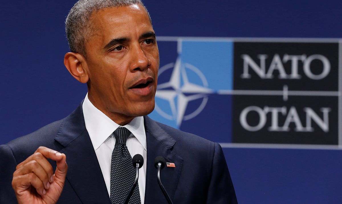 Obama delivers remarks to reporters after meeting with Andrzej at the NATO Summit in Warsaw, Poland. Reuters