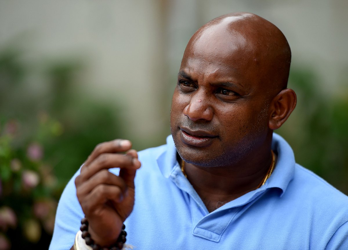 In this photograph taken on August 9, 2016, Sri Lankan chief cricket selector Sanath Jayasuriya speaks during an interview with AFP in Colombo. Batting legend Sanath Jayasuriya has urged Sri Lanka's cricketers to seize the chance of making history by completing a series whitewash over world number one Test team Australia. AFP