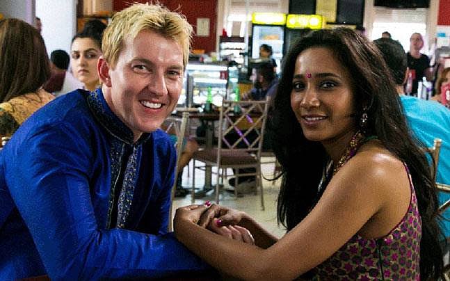 Brett Lee and Tannishtha Chatterjee in a still from UnIndian