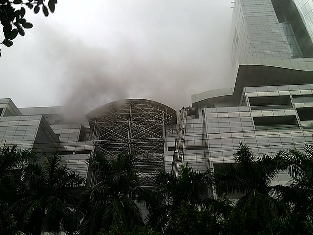 Fire breaks out at Bashundhara City Shopping Complex at about 11:30am on 21 August, 2016. Photo: Toriqul Islam