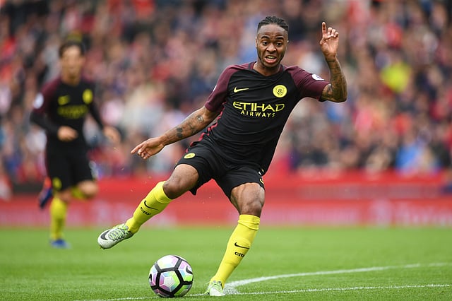 Manchester City`s English midfielder Raheem Sterling controls the ball during the English Premier League football match between Stoke City and Manchester City at the Bet365 Stadium in Stoke-on-Trent, central England on Saturday. Photo: AFP