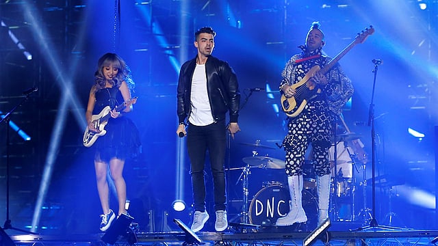 Rock band DNCE performs on stage at the 2016 MTV Europe Music Awards at the Ahoy Arena in Rotterdam. Photo: Reuters