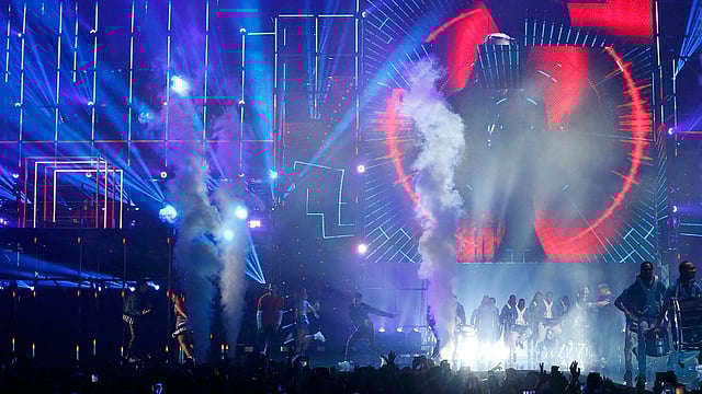 Afrojack and Fais perform on stage at the 2016 MTV Europe Music Awards at the Ahoy Arena in Rotterdam. Photo: Reuters