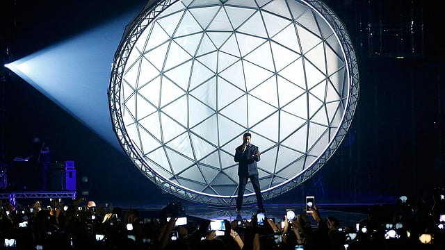 The Weeknd performs on stage at the 2016 MTV Europe Music Awards at the Ahoy Arena in Rotterdam. Photo: Reuters