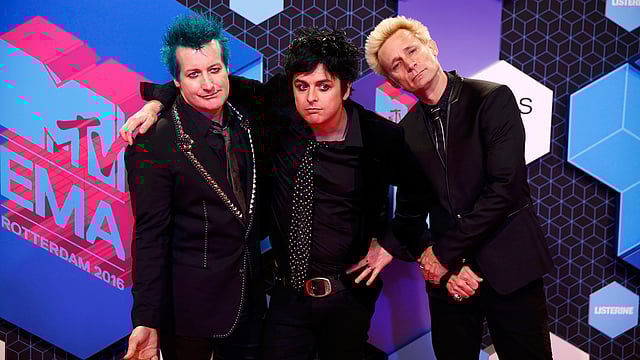Rock band Green Day attends the 2016 MTV Europe Music Awards at the Ahoy Arena in Rotterdam, Netherlands. Photo: Reuters