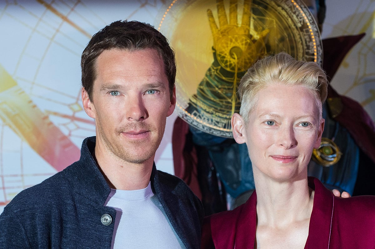 British actors Tilda Swinton and Benedict Cumberbatch attend a press conference to promote their latest movie, Marvel’s “Doctor Strange”, in Hong Kong. AFP file Photo