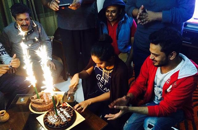 Zakia Bari Momo got a surprise from her coworkers on her birthday night.