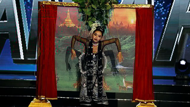 Miss Universe candidate from Myanmar Htet Htet Htun competes during a national costume preliminary competition in Pasay, Metro Manila. Reuters