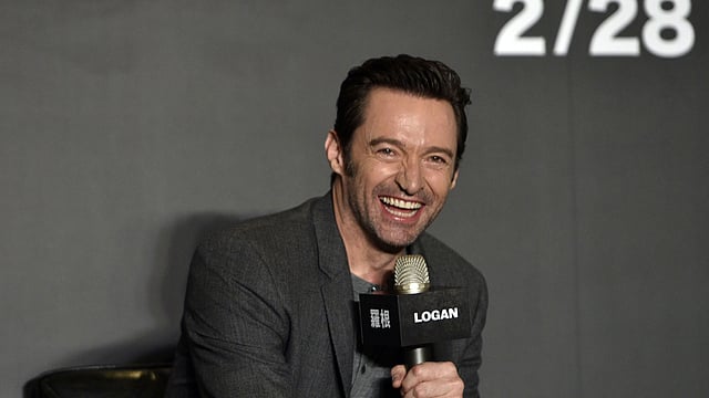Australian actor Hugh Jackman laughs during a press conference for the film “Logan” in Taipei. AFP file photo