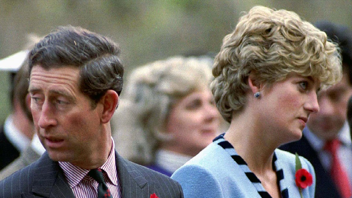 Princess Diana and prince Charles look in different directions during a Korean War commemorative service in November 1992. Photo: Reuters