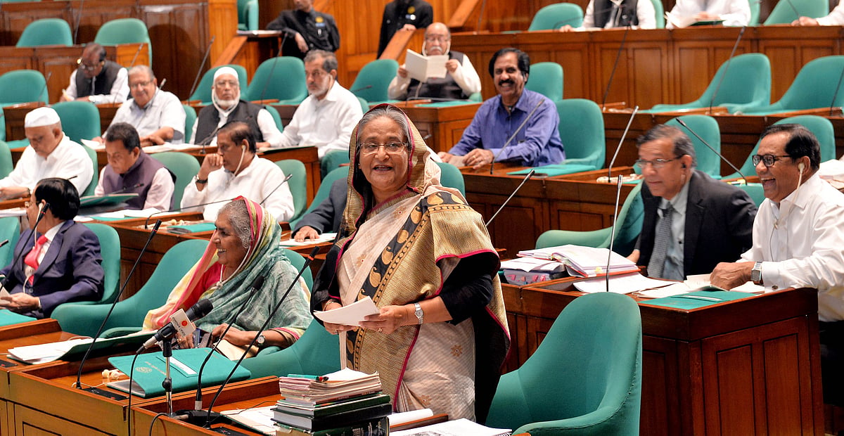 PM Sheikh Hasina speaks in parliament on Wednesday. Photo: PID