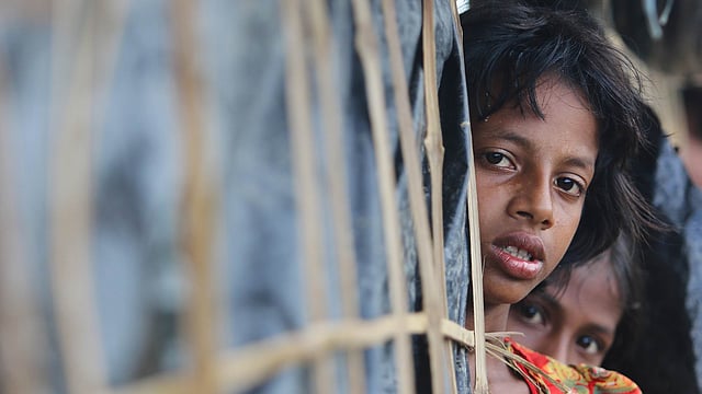 Suffering etched on the faces of little Rohingya children driven from their country. Picture taken Wednesday at the Balukhali camp. Photo: Abdus Salam