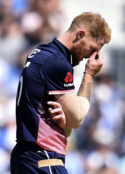 This file photo taken on 01 June, 2017 shows England`s Ben Stokes reacts while bowling during the ICC Champions trophy cricket match between England and Bangladesh. Photo: AFP