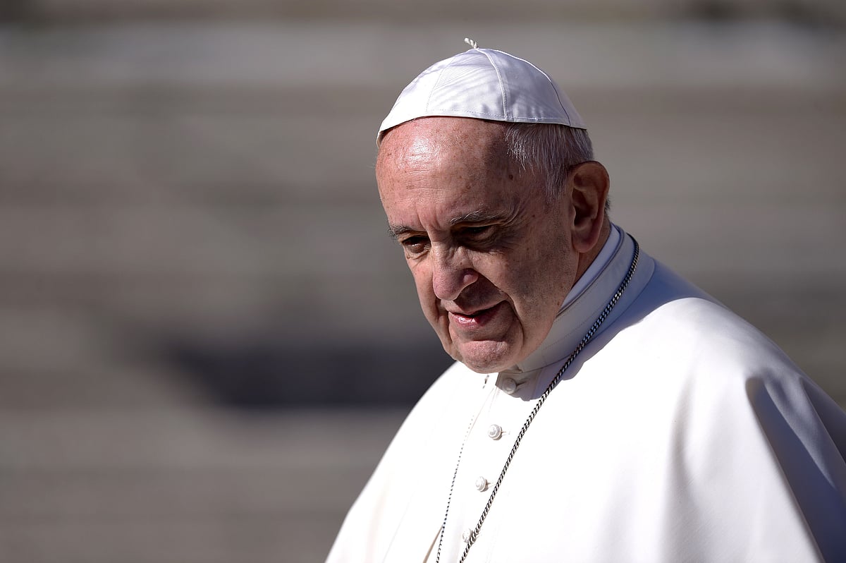 Pope Francis looks on during the weekly audience in Saint Peter`s Square at the Vatican on 8 November 2017. AFP