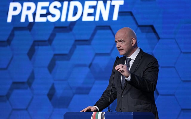 FIFA president Gianni Infantino speaks during the Dubai International Sports Conference in Dubai, UAE 28 December, 2017. Photo: Reuters