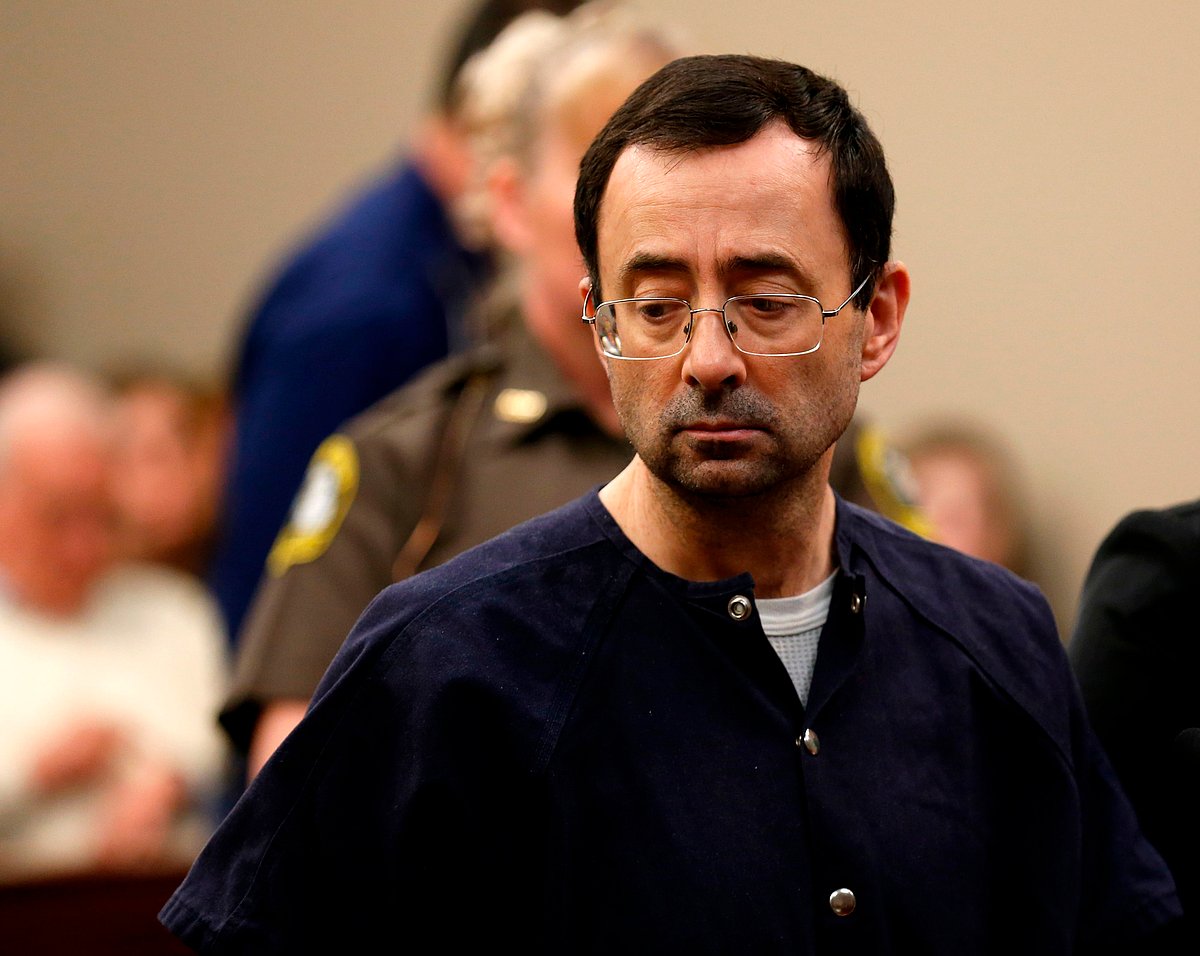 Former Michigan State University and USA Gymnastics doctor Larry Nassar addresses the court during the sentencing phase in Ingham County Circuit Court on Wednesday in Lansing, Michigan. Photo: AFP