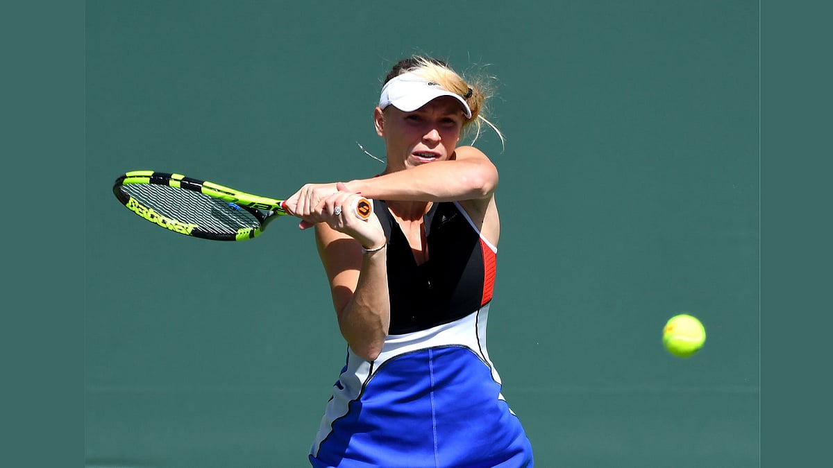 Caroline Wozniacki (DEN) during her third round match against Aliaksandra Sasnovich (not pictured) in the BNP Paribas Open at the Indian Wells Tennis Garden. Photo: Reuters