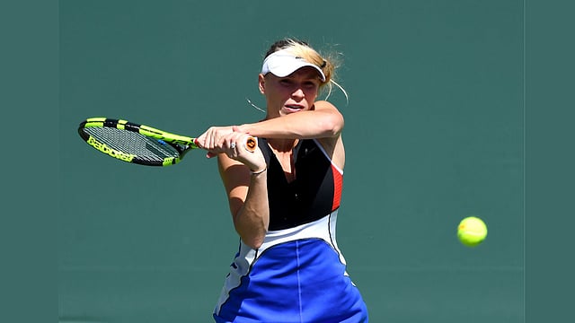 Caroline Wozniacki (DEN) during her third round match against Aliaksandra Sasnovich (not pictured) in the BNP Paribas Open at the Indian Wells Tennis Garden. Photo: Reuters