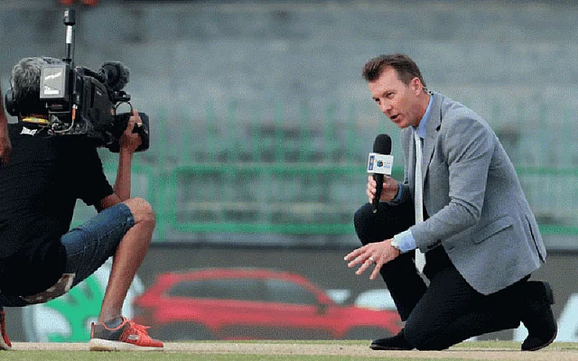 Brett Lee inspects the pitch of R Premadasa International Cricket Stadium of Colombo, Sri Lanka during the Nidahas Trophy T20 tri-series. Photo: Shamsul Haque