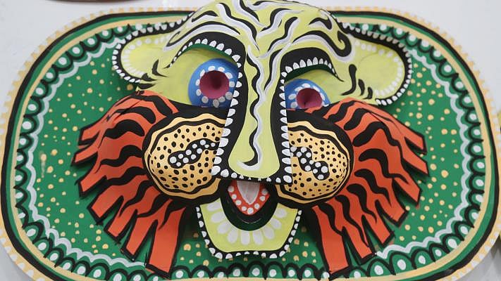 Masks have become popular in the Mangal Shobhajatra. Photo: Sajid Hossain