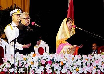 Abdul Hamid takes oath as president for the second term on Tuesday. Photo: BSS