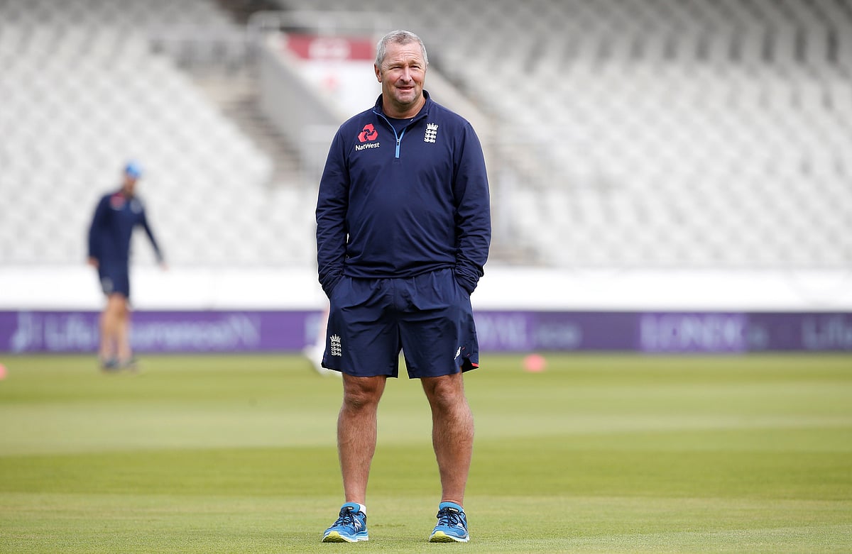 England coach Paul Farbrace during nets at Emirates Old Trafford, Manchester, Britain on 23 June 2018. Photo: Reuters