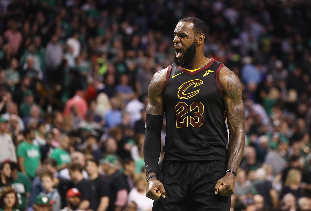In this file photo taken on 27 May LeBron James #23 of the Cleveland Cavaliers reacts in the second half against the Boston Celtics during Game Seven of the 2018 NBA Eastern Conference Finals at TD Garden in Boston, Massachusetts. Photo: AFP