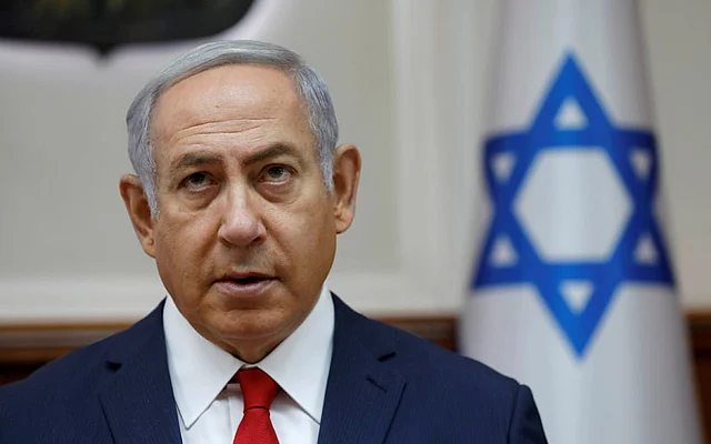 Israeli prime minister Benjamin Netanyahu attends the weekly cabinet meeting at his office in Jerusalem on 8 July 2018. Photo: Reuters