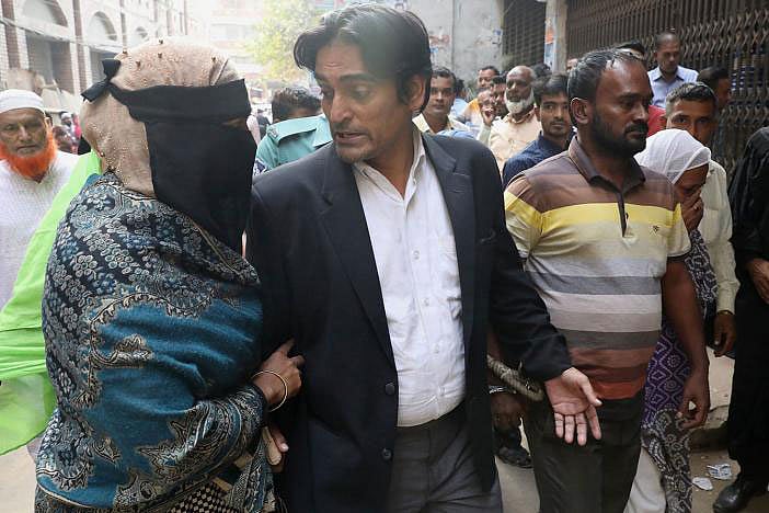 General secretary of 43 no. word BNP Mostafizur Rahman in a Dhaka court premises on 30 November. He was arrested on Thursday from chief metropolitan magistrates’ court premises. Photo: Dipu Malakar