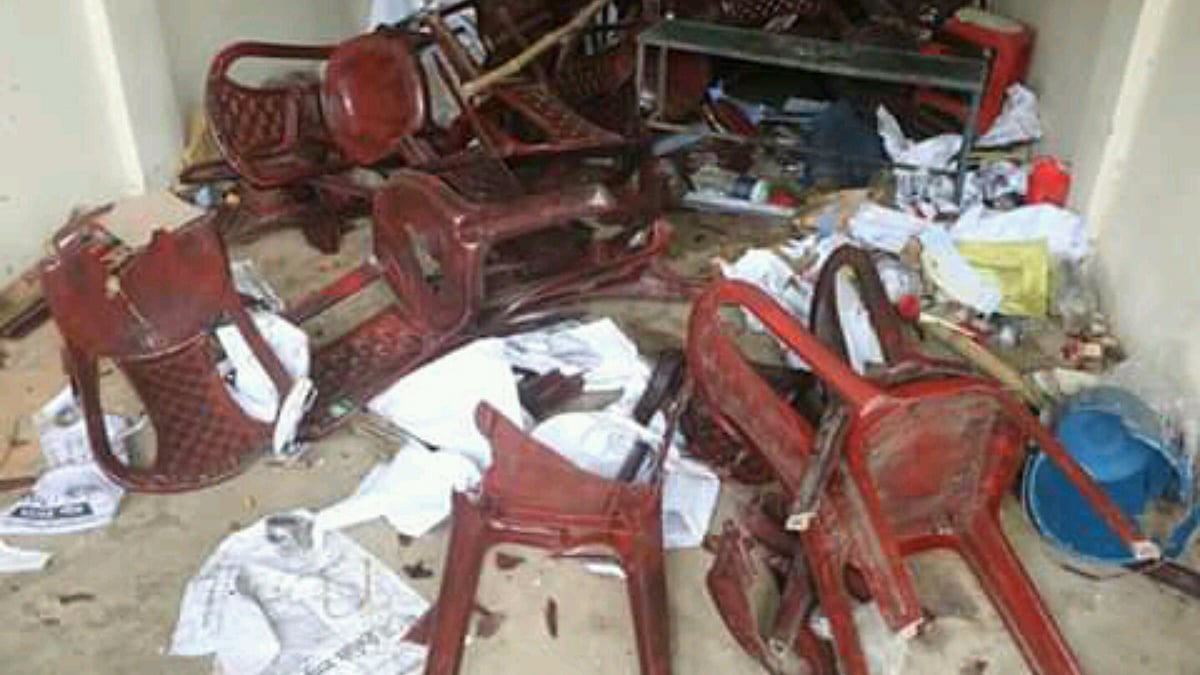 Attacked BNP office in Naokhali on Sunday. Photo: UNB
