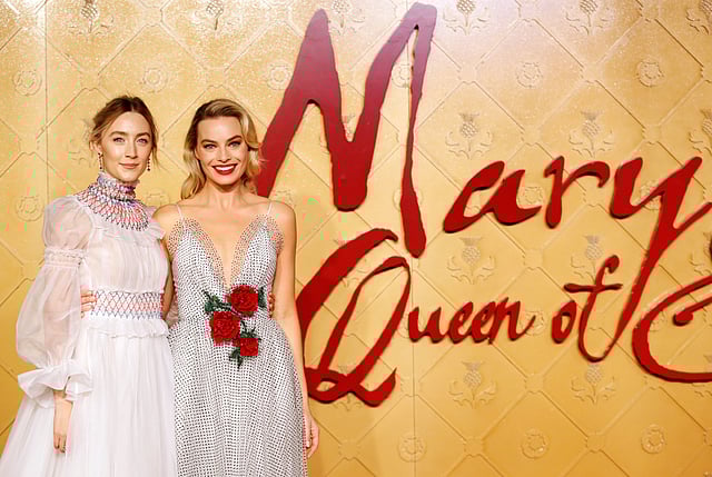 Actors Margot Robbie and Saoirse Ronan attend the European premiere of `Mary Queen of Scots` in London, Britain on 10 December. Photo: Reuters