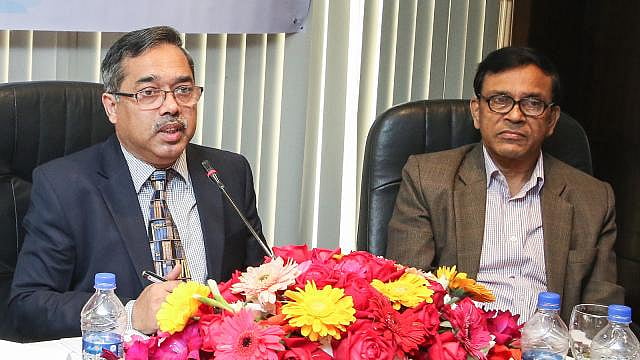 Primary and mass education secretary Md Akram-Al-Hossain addresses a roundtable ‘Pre-Primary Education in Bangladesh: Implementation, Experience and Possibilities,’ jointly organised by BRAC and UNICEF, in the Spectra Convention Centre in Dhaka on Tuesday. Photo: Prothom Alo