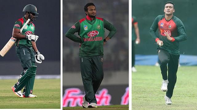 Bangladesh will be without Imrul Kayes, Shakib Al Hasan and Taskin Ahmed.