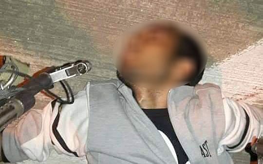 Gunman, who was killed in a brief army command operation, lying on the floor of Chattogram airport on Sunday. Photo: Prothom Alo